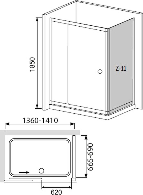 Душевой уголок RGW Classic CL-45 (1360-1410)x700x1850 профиль хром, стекло чистое