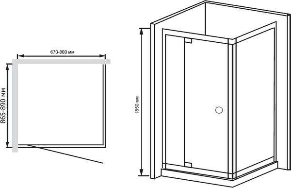 Душевой уголок RGW Passage PA-44 (670-800)х900 стекло чистое