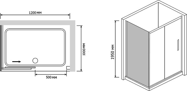 Душевой уголок RGW Passage PA-42 (1200-1220)х1000 профиль хром, стекло матовое