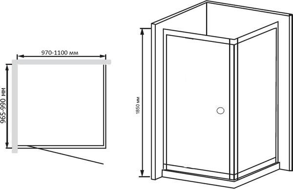 Душевой уголок RGW Passage PA-32 (970-1100)х1000 стекло чистое