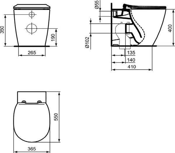 Унитаз приставной Ideal Standard Connect AquaBlade E052401 безободковый