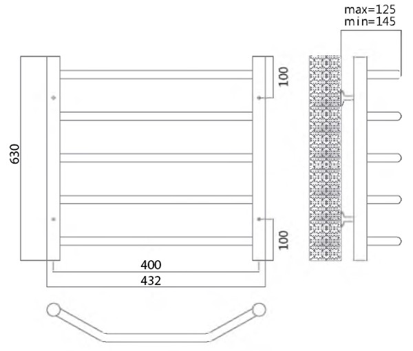 Полотенцесушитель электрический Terminus Виктория П5 40x63 R