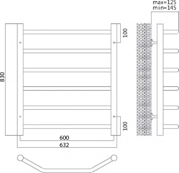 Полотенцесушитель электрический Terminus Виктория П6 60x83 R