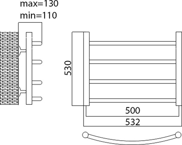 Полотенцесушитель электрический Terminus Классик П4 50x53 L