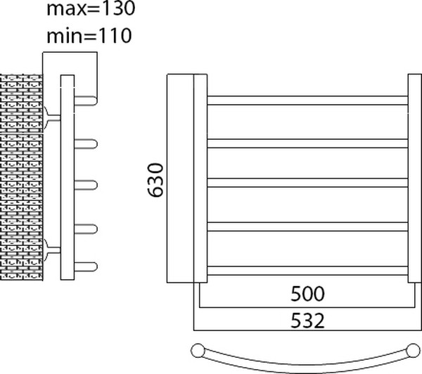 Полотенцесушитель электрический Terminus Классик П5 50x63 L