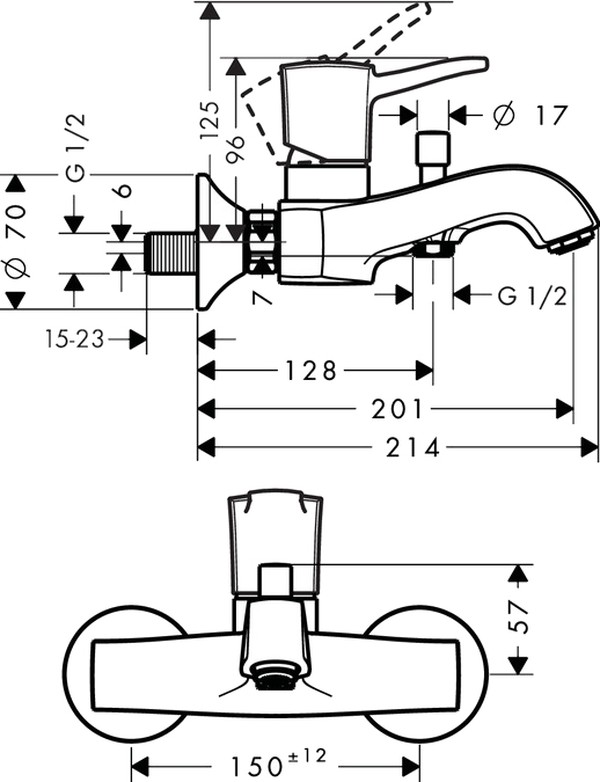 Смеситель Hansgrohe Metropol Classic 31340000 для ванны с душем