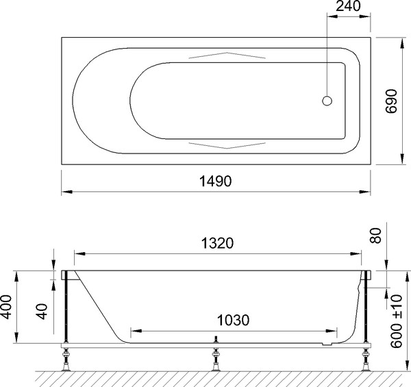 Акриловая ванна Royal Bath Tudor RB 407700 150 см с каркасом