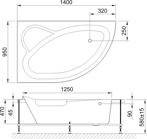 Акриловая ванна Royal Bath Alpine RB 819103 L 140x95