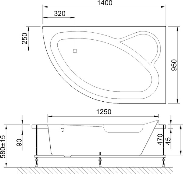 Акриловая ванна Royal Bath Alpine RB 819103 R 140x95