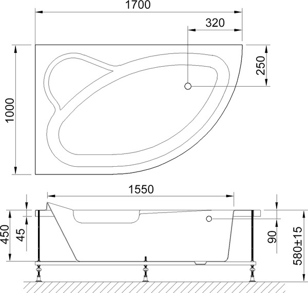 Акриловая ванна Royal Bath Alpine RB 819102 L 170x100