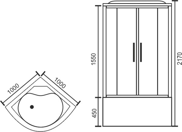 Душевая кабина Royal Bath RB 100BK3-BT-CH 100x100x217 (черное/прозрачное)