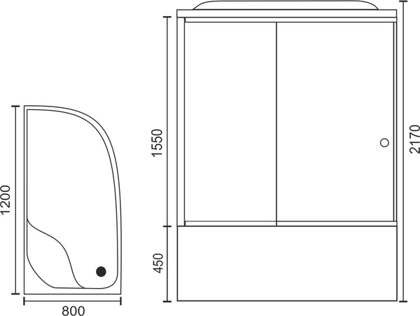 Душевая кабина Royal Bath RB 8120BK2-T-CH-L 120x80x217 (прозрачное)