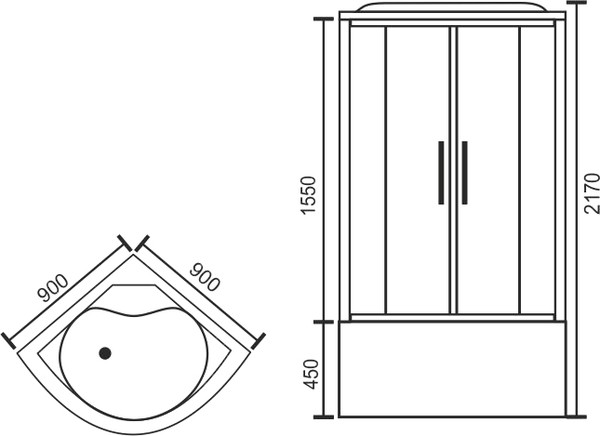 Душевая кабина Royal Bath RB 90BK2-T-CH 90*90*217 (прозрачное)