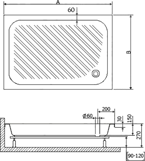 Поддон для душа RGW Acrylic B/CL-S 70х90