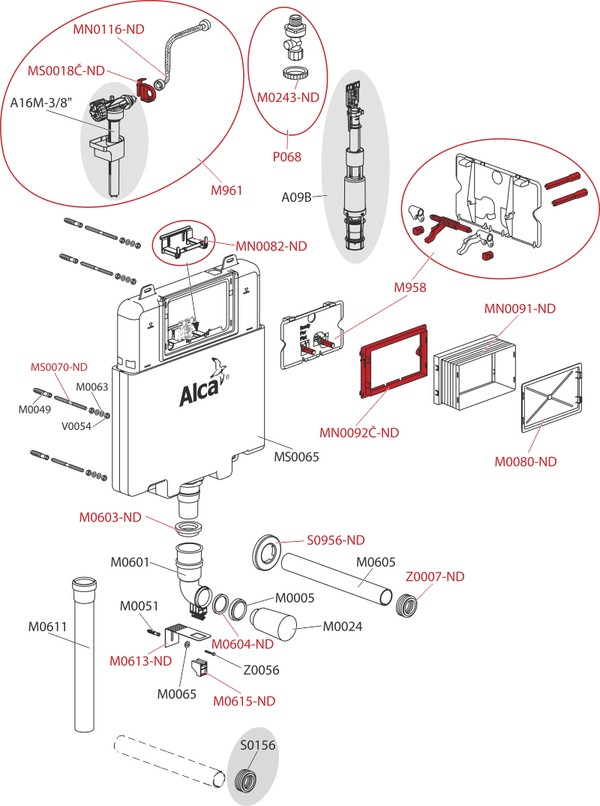 Бачок скрытого монтажа Alcaplast Basicmodul Slim AM1112, толщина 8 см