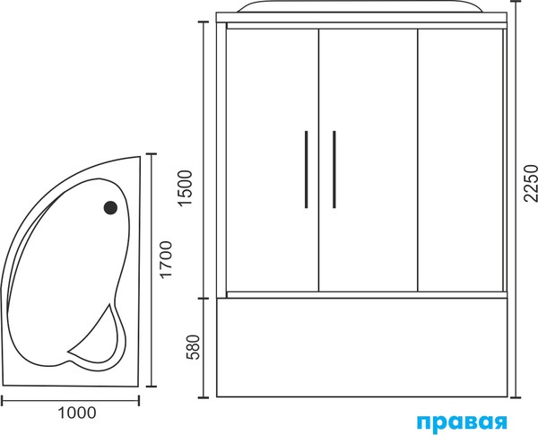 Душевой бокс Royal Bath  RB 170ALP-T-CH прозрачное 170x100 правая