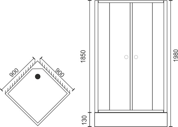 Душевой угол RB 90HP-T-CH 90x90x200 (прозрачное) с поддоном