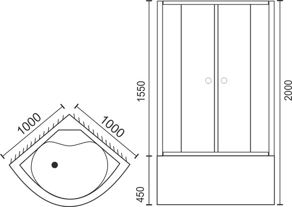 Душевой уголок Royal Bath RB 100BK-C-CH матовое