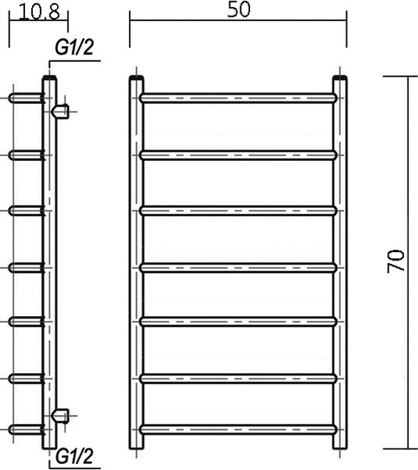 Полотенцесушитель водяной Domoterm Лаура П7 50x70, античная бронза