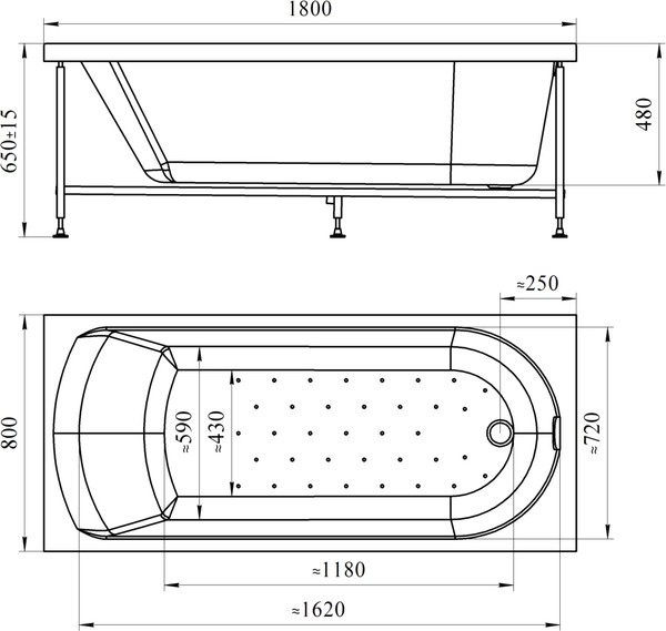 Акриловая ванна Radomir Vannesa Николь 180x80