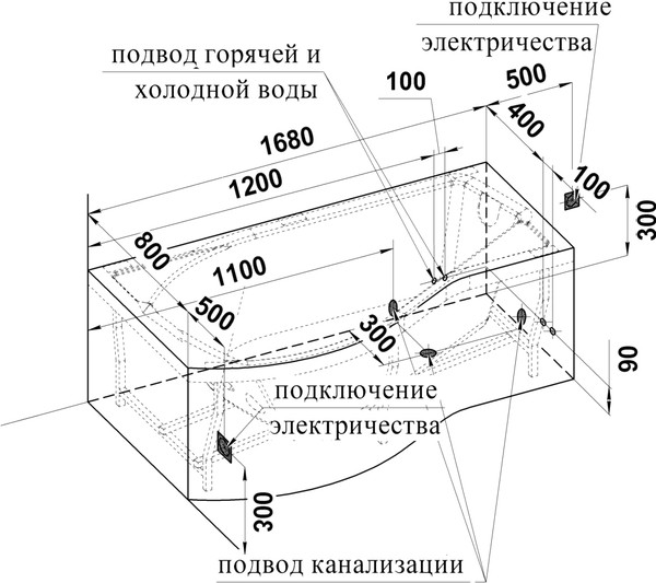 Акриловая ванна Radomir Vannesa Миранда 168x95 L