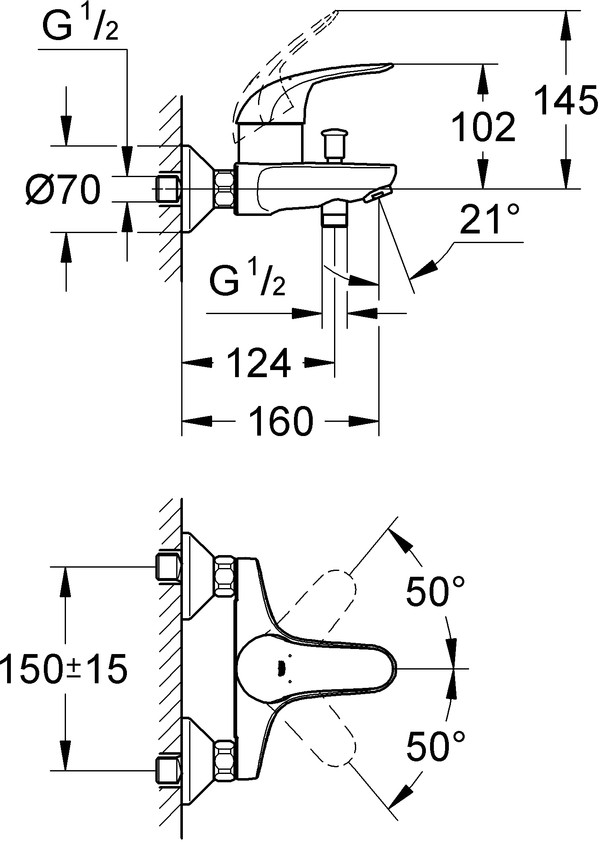 Душевой комплект Grohe Euroeco 124428