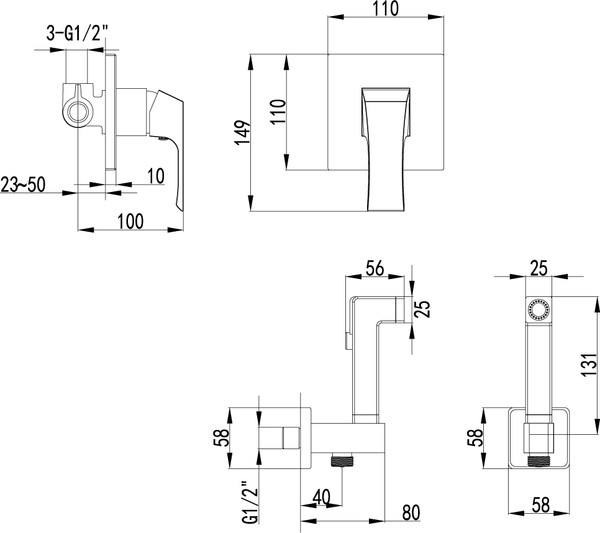 Гигиенический душ Lemark Unit LM4519C со смесителем