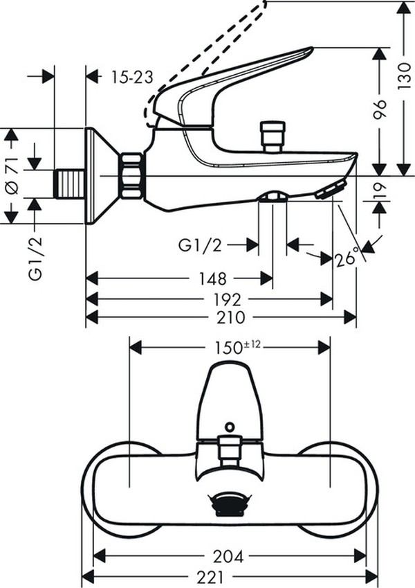 Смеситель Hansgrohe Novus 71040000 для ванны с душем