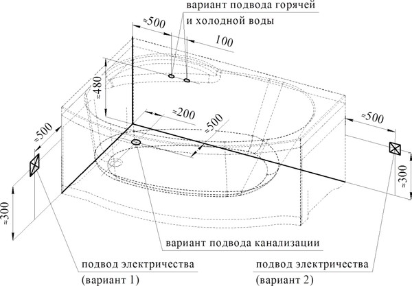 Акриловая ванна Radomir Wachter Монти L с гидромассажем и экраном, форсунки хром