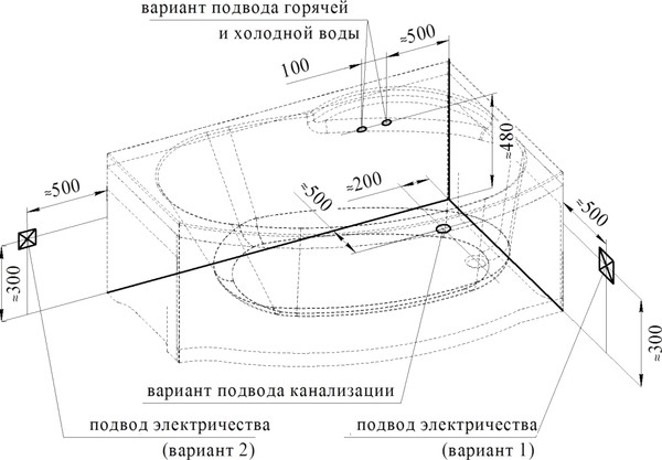 Акриловая ванна Radomir Wachter Монти R с гидромассажем и экраном, форсунки хром