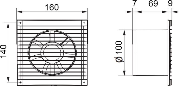 Вытяжной вентилятор Era E 100 S C