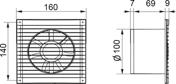 Вытяжной вентилятор Era E 100 C -02