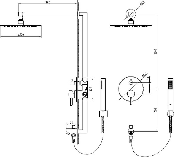 Душевой комплект RGW Shower Panels SP-52 С ВНУТРЕННЕЙ ЧАСТЬЮ