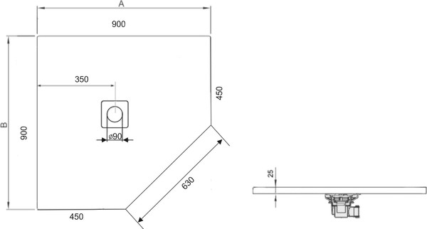 Поддон для душа RGW Stone Tray ST/T-0099G 90х90х2,5 с сифоном