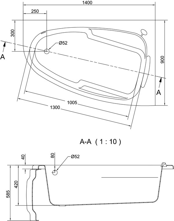 Акриловая ванна Cersanit Joanna 140 R ультра белый