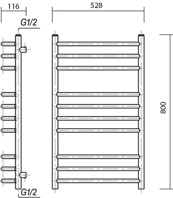 Полотенцесушитель водяной Domoterm Калипсо П10 50x80, хром