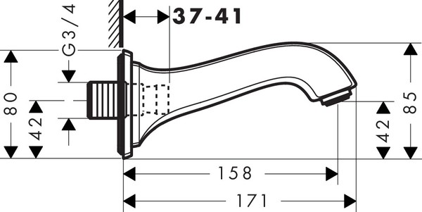 Излив Hansgrohe Metropol Classic 13425000 для ванны