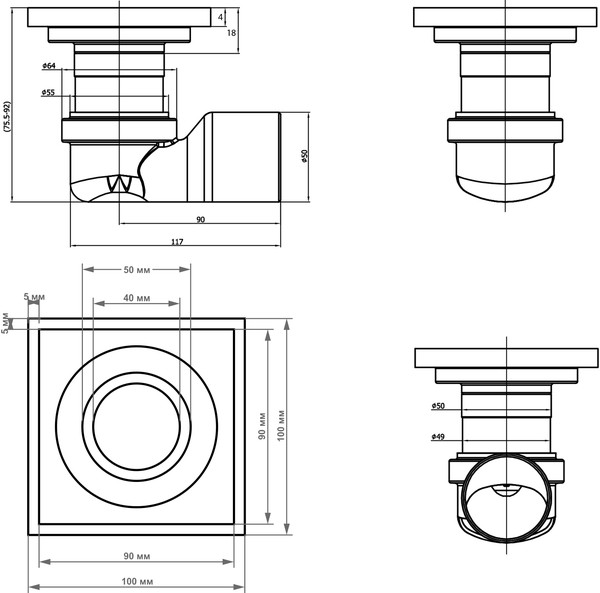 Душевой трап Magdrain C01G50-N(3.0)L