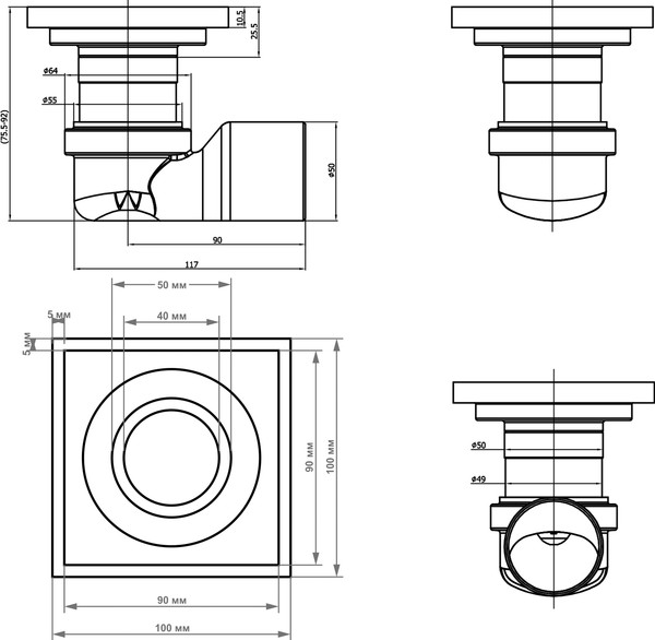 Душевой трап Magdrain F13G50-GL