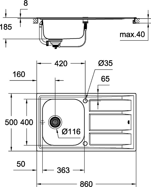 Мойка кухонная Grohe K400 31566SD0