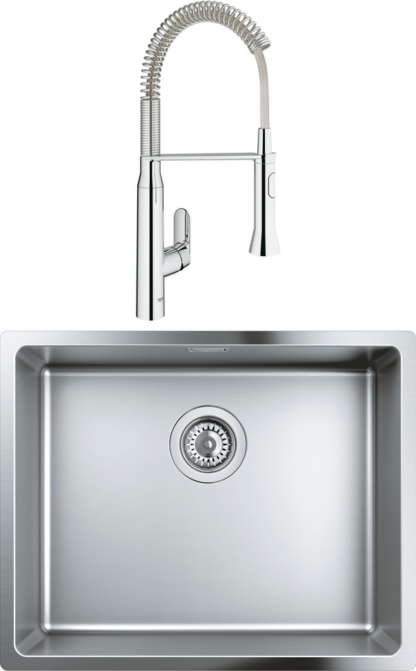 Комплект Мойка кухонная Grohe K700U 31574SD0 + Смеситель Grohe K7 31379000 для кухонной мойки