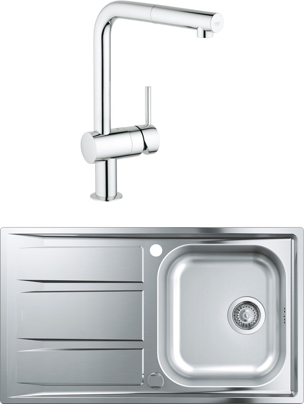 Комплект Мойка кухонная Grohe K400 31566SD0 + Смеситель Grohe Minta 32168000 для кухонной мойки