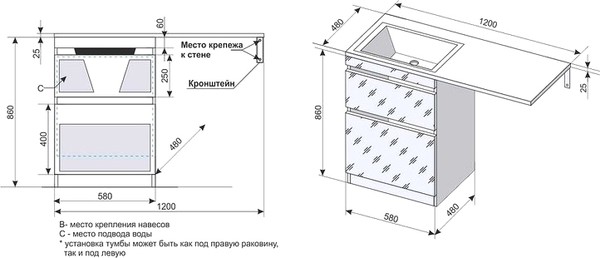 Тумба с раковиной Style Line Даймонд 120 Люкс Plus напольная, белая