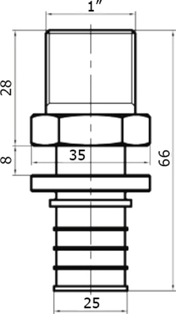 Переходник Stout SFA 0001 25xR 1", аксиальный, с наружной резьбой