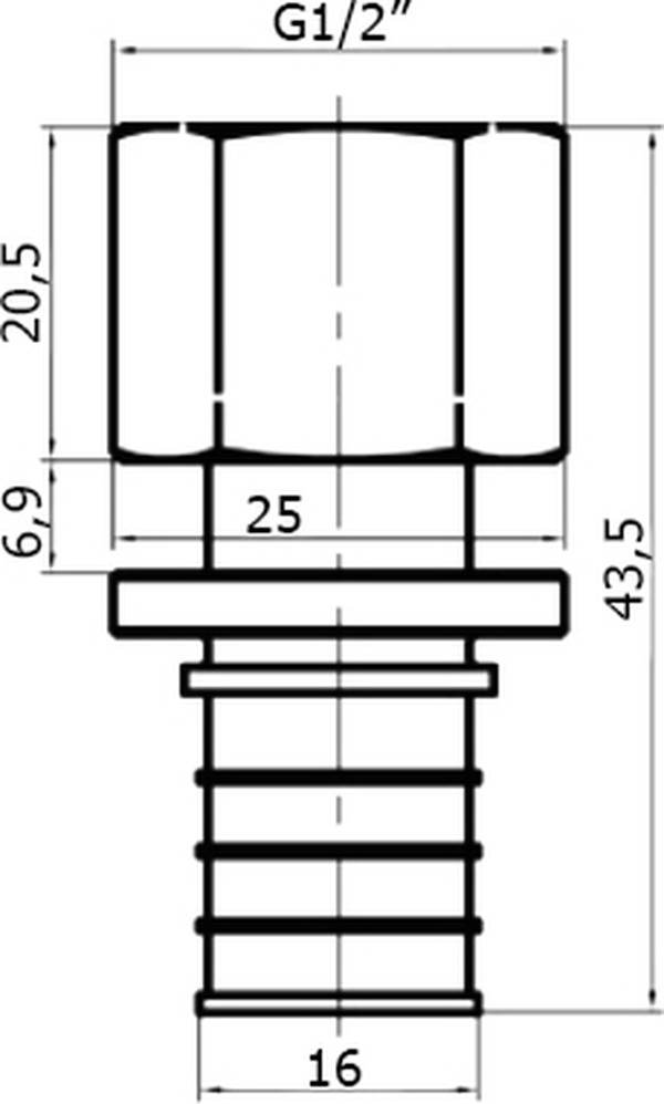 Переходник Stout SFA 0002 16xG 1/2", аксиальный, с внутренней резьбой