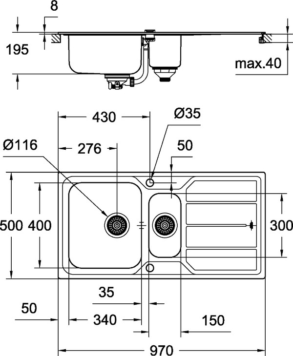 Мойка кухонная Grohe K500 31572SD0