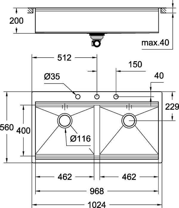 Мойка кухонная Grohe K800 31585SD0