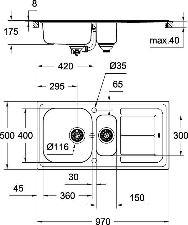 Мойка кухонная Grohe K300 31564SD0