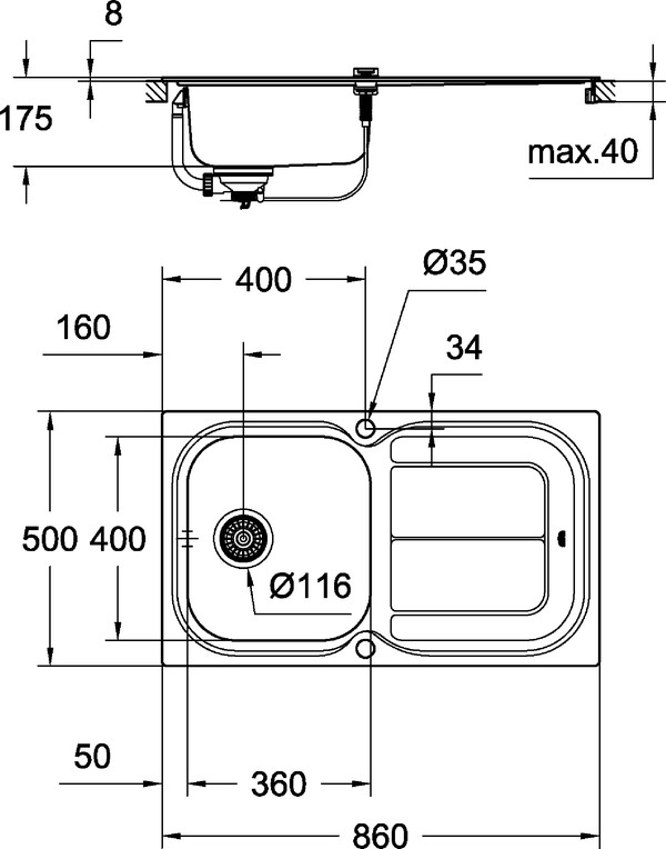 Мойка кухонная Grohe K300 31563SD0