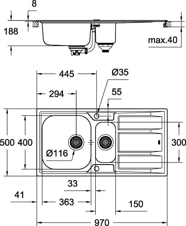 Мойка кухонная Grohe K400 31567SD0